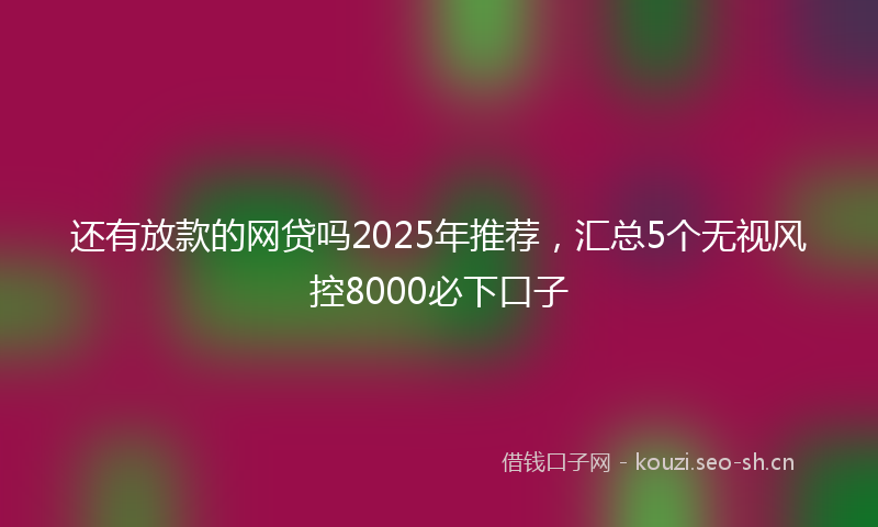还有放款的网贷吗2025年推荐，汇总5个无视风控8000必下口子