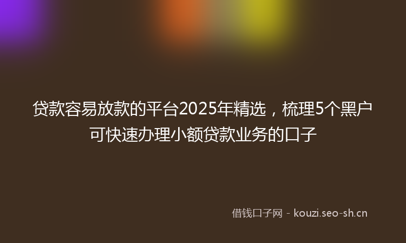 贷款容易放款的平台2025年精选，梳理5个黑户可快速办理小额贷款业务的口子