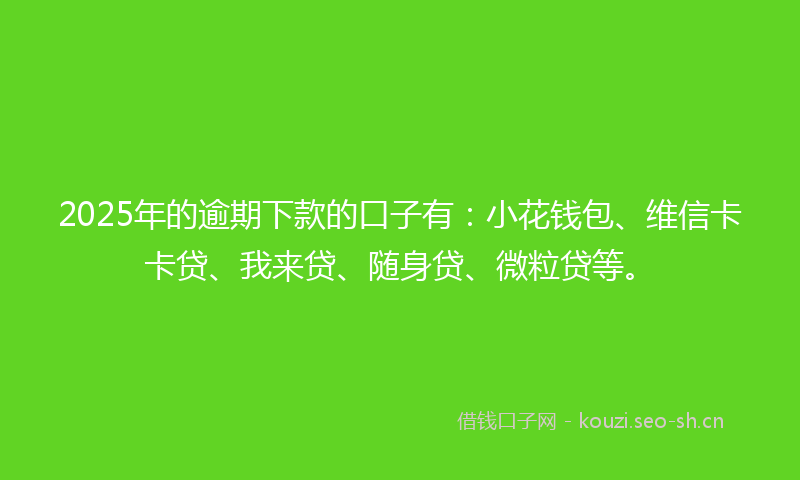 2025年的逾期下款的口子有：小花钱包、维信卡卡贷、我来贷、随身贷、微粒贷等。