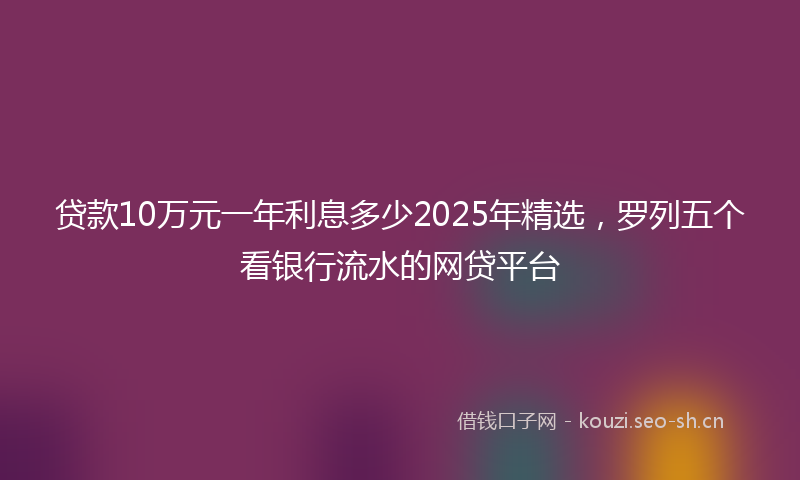 贷款10万元一年利息多少2025年精选，罗列五个看银行流水的网贷平台