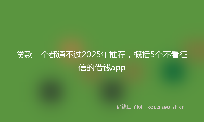 贷款一个都通不过2025年推荐，概括5个不看征信的借钱app