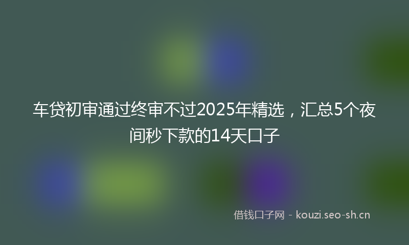 车贷初审通过终审不过2025年精选，汇总5个夜间秒下款的14天口子