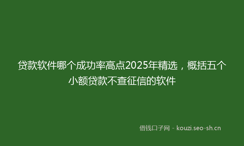 贷款软件哪个成功率高点2025年精选，概括五个小额贷款不查征信的软件