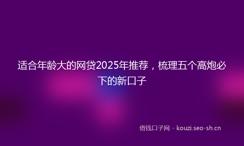 适合年龄大的网贷2025年推荐,梳理五个高炮必下的新口子
