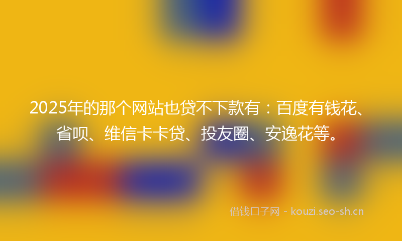 2025年的那个网站也贷不下款有：百度有钱花、省呗、维信卡卡贷、投友圈、安逸花等。