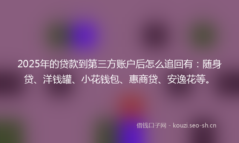 2025年的贷款到第三方账户后怎么追回有：随身贷、洋钱罐、小花钱包、惠商贷、安逸花等。