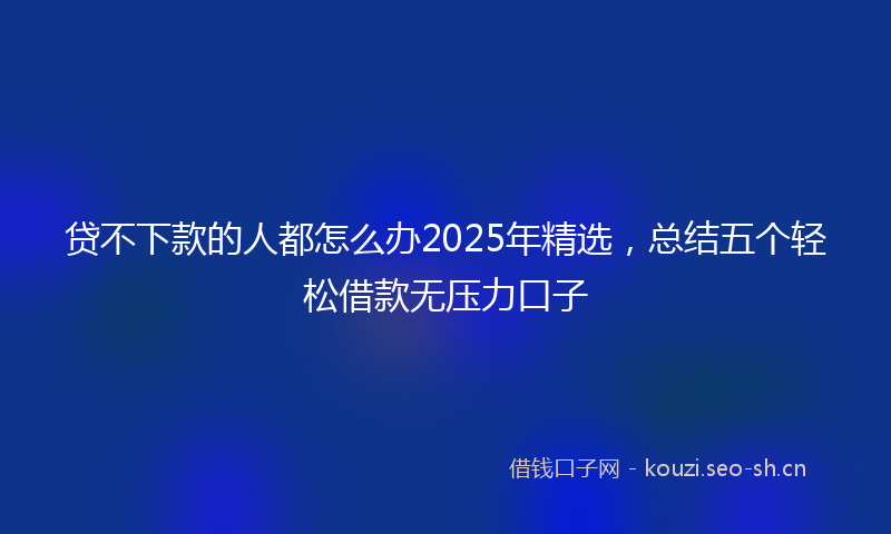 贷不下款的人都怎么办2025年精选，总结五个轻松借款无压力口子