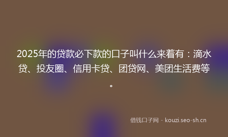 2025年的贷款必下款的口子叫什么来着有：滴水贷、投友圈、信用卡贷、团贷网、美团生活费等。