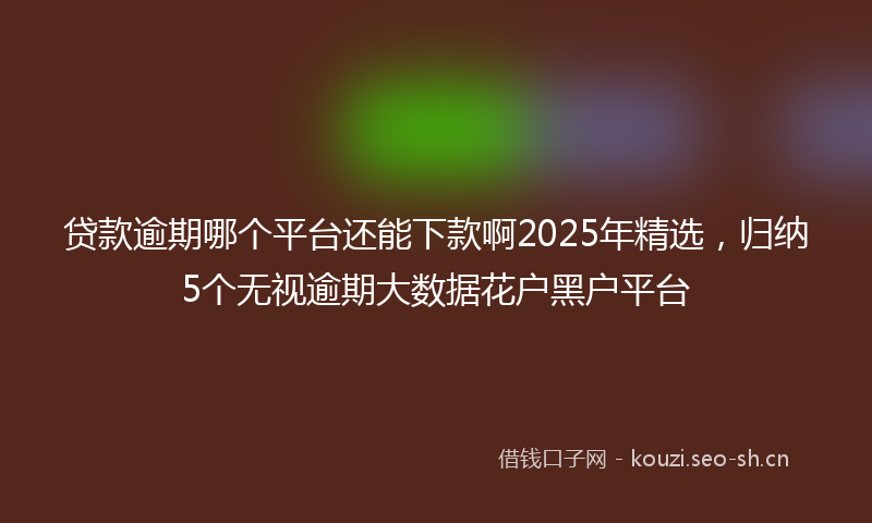 贷款逾期哪个平台还能下款啊2025年精选，归纳5个无视逾期大数据花户黑户平台