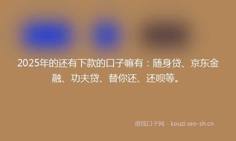 2025年的还有下款的口子嘛有：随身贷、京东金融、功夫贷、替你还、还呗等。