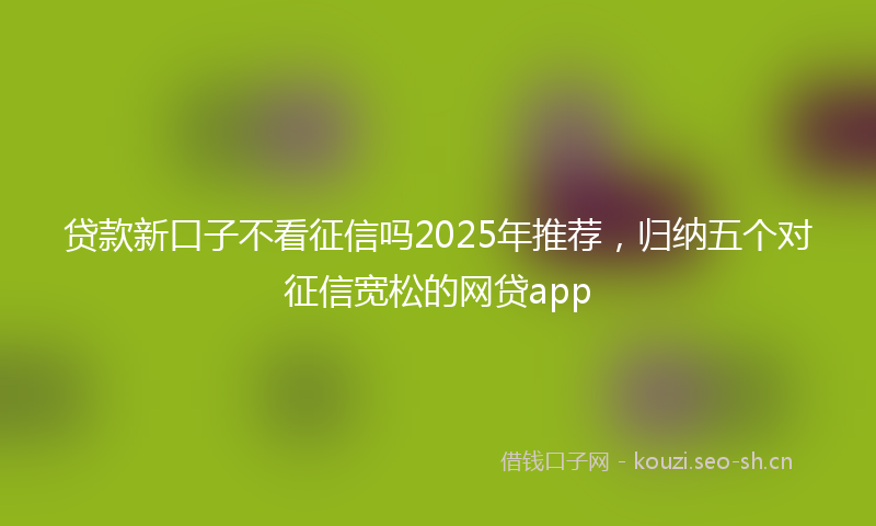 贷款新口子不看征信吗2025年推荐，归纳五个对征信宽松的网贷app