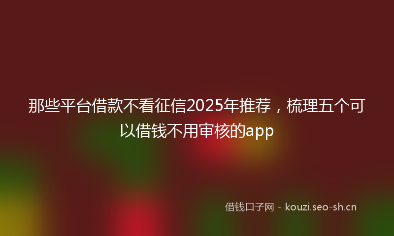 那些平台借款不看征信2025年推荐，梳理五个可以借钱不用审核的app