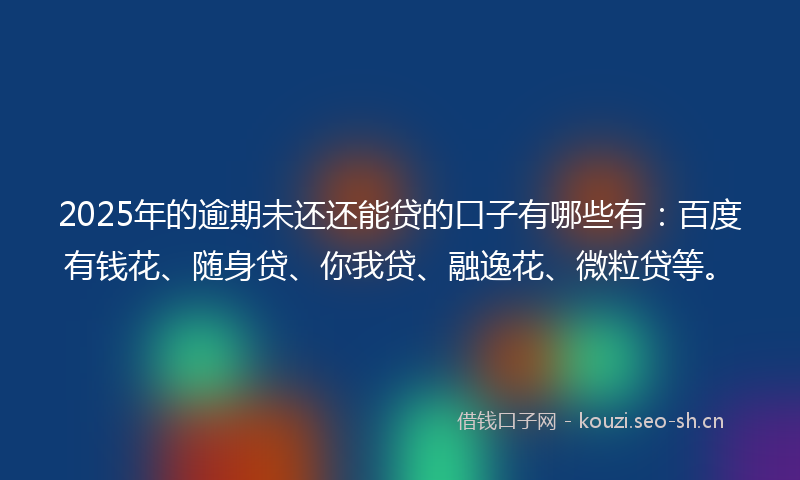 2025年的逾期未还还能贷的口子有哪些有：百度有钱花、随身贷、你我贷、融逸花、微粒贷等。