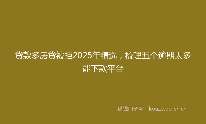 贷款多房贷被拒2025年精选，梳理五个逾期太多能下款平台