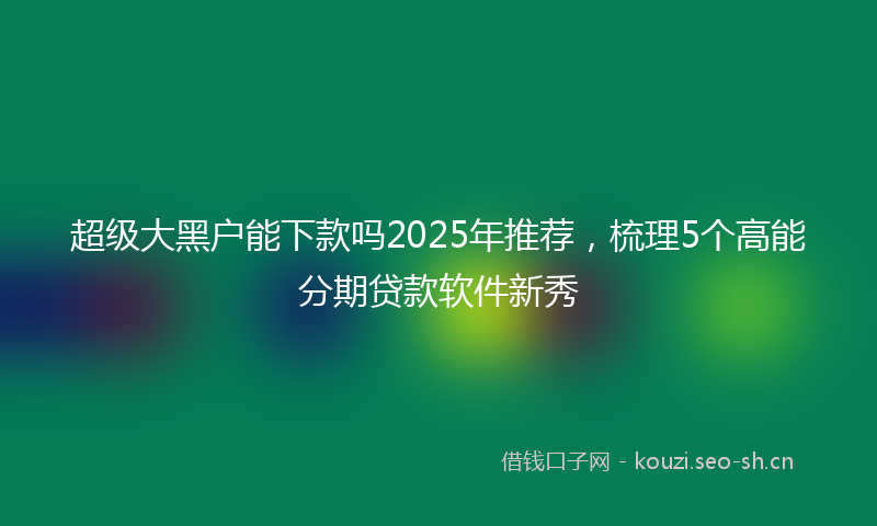 超级大黑户能下款吗2025年推荐，梳理5个高能分期贷款软件新秀