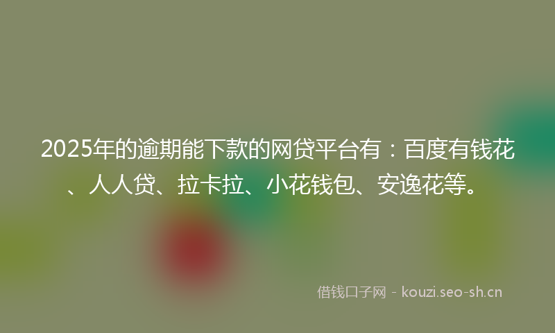 2025年的逾期能下款的网贷平台有：百度有钱花、人人贷、拉卡拉、小花钱包、安逸花等。