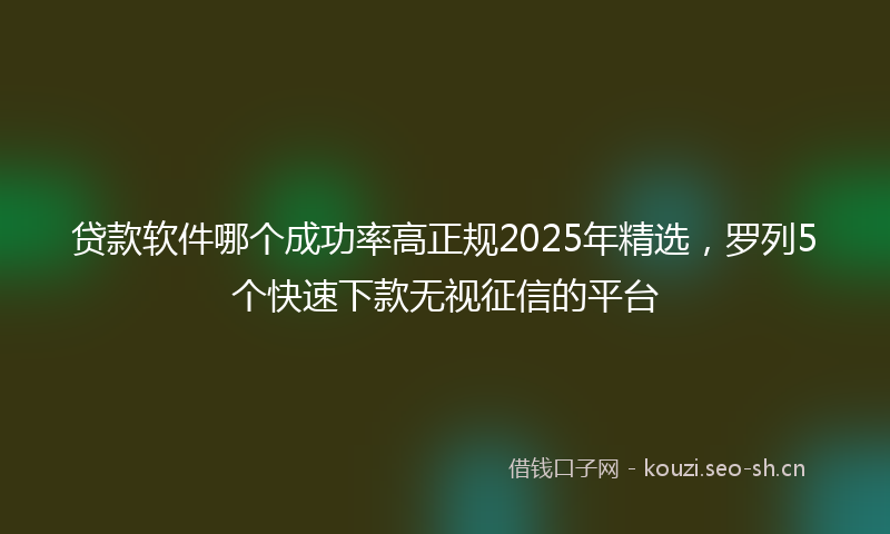 贷款软件哪个成功率高正规2025年精选,罗列5个快速下款无视征信的平台