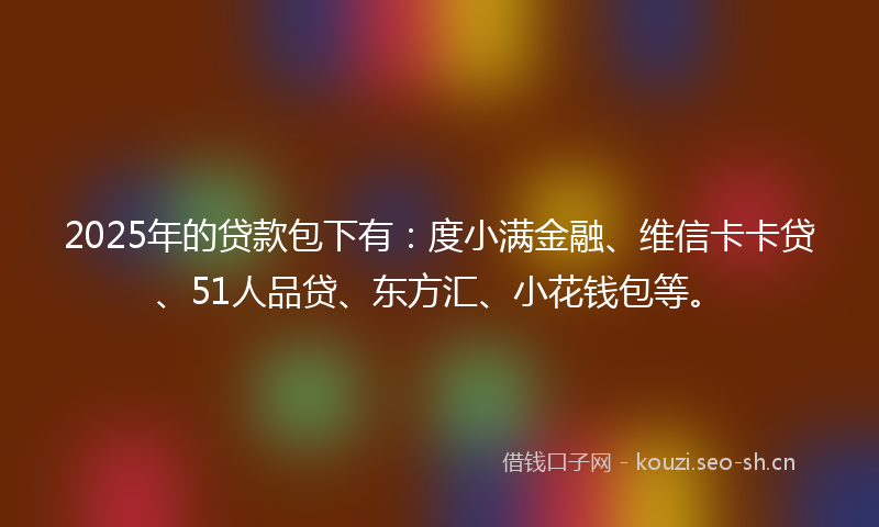 2025年的贷款包下有：度小满金融、维信卡卡贷、51人品贷、东方汇、小花钱包等。
