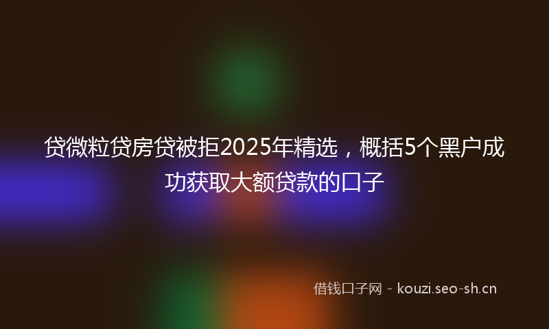 贷微粒贷房贷被拒2025年精选，概括5个黑户成功获取大额贷款的口子