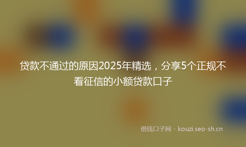 贷款不通过的原因2025年精选，分享5个正规不看征信的小额贷款口子