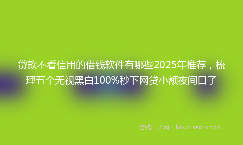 贷款不看信用的借钱软件有哪些2025年推荐，梳理五个无视黑白100%秒下网贷小额夜间口子