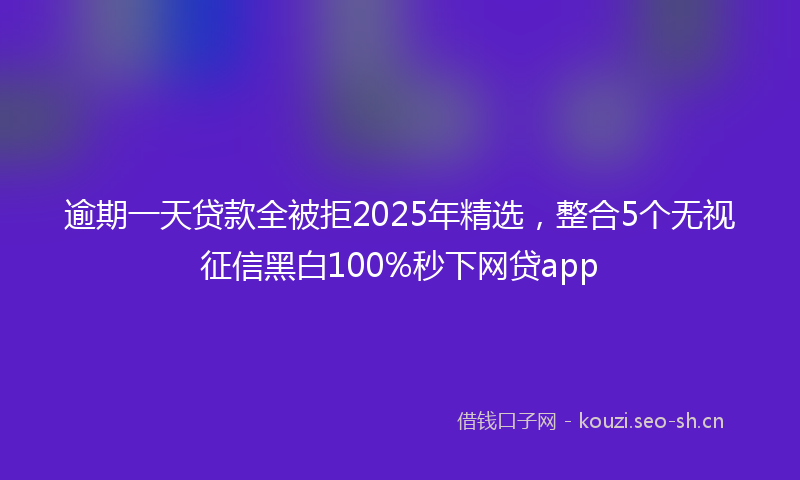 逾期一天贷款全被拒2025年精选,整合5个无视征信黑白100%秒下网贷app