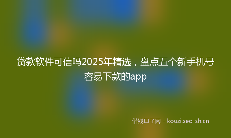 贷款软件可信吗2025年精选，盘点五个新手机号容易下款的app