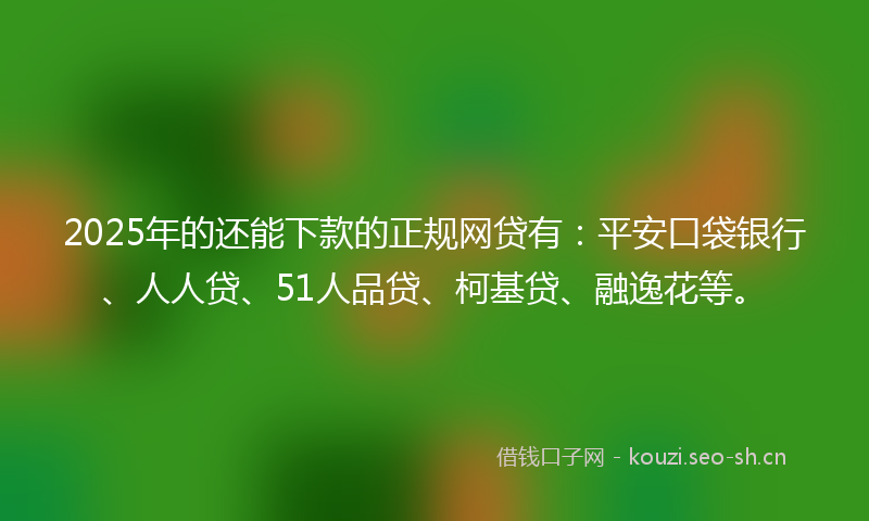 2025年的还能下款的正规网贷有：平安口袋银行、人人贷、51人品贷、柯基贷、融逸花等。