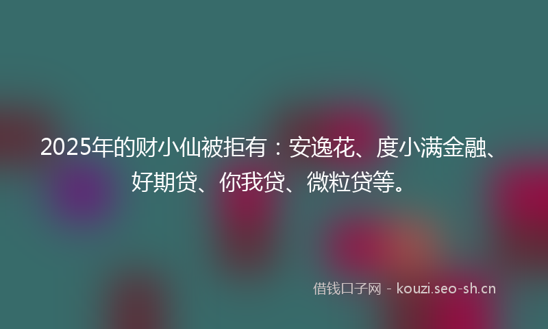 2025年的财小仙被拒有：安逸花、度小满金融、好期贷、你我贷、微粒贷等。