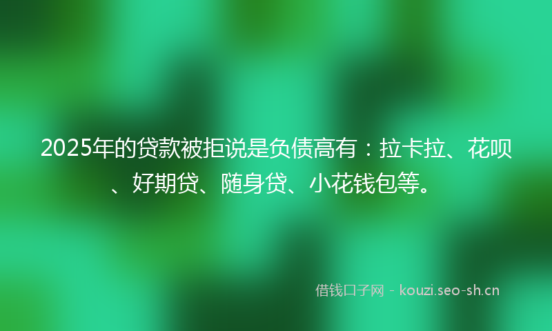 2025年的贷款被拒说是负债高有:拉卡拉、花呗、好期贷、随身贷、小花钱包等。