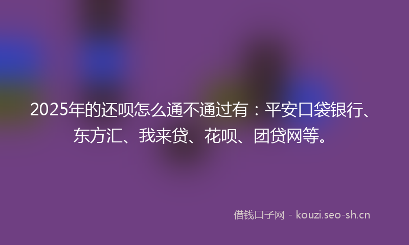 2025年的还呗怎么通不通过有：平安口袋银行、东方汇、我来贷、花呗、团贷网等。