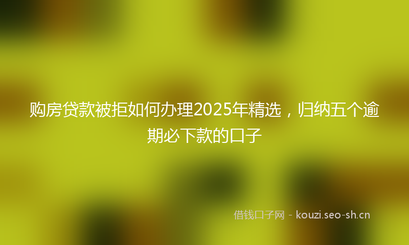 购房贷款被拒如何办理2025年精选，归纳五个逾期必下款的口子