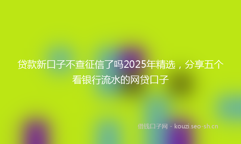 贷款新口子不查征信了吗2025年精选，分享五个看银行流水的网贷口子