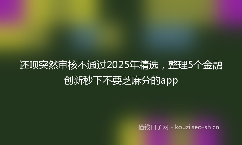 还呗突然审核不通过2025年精选，整理5个金融创新秒下不要芝麻分的app