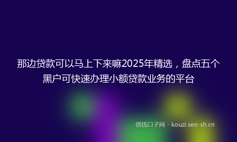 那边贷款可以马上下来嘛2025年精选，盘点五个黑户可快速办理小额贷款业务的平台