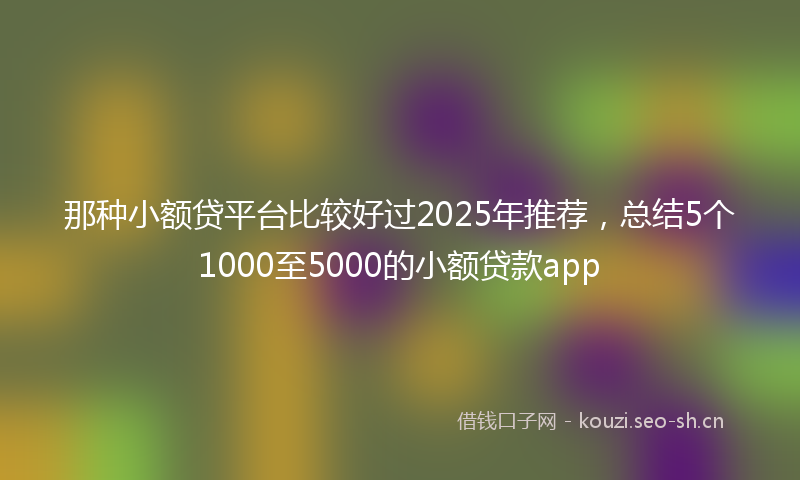 那种小额贷平台比较好过2025年推荐，总结5个1000至5000的小额贷款app