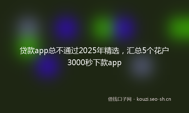 贷款app总不通过2025年精选,汇总5个花户3000秒下款app