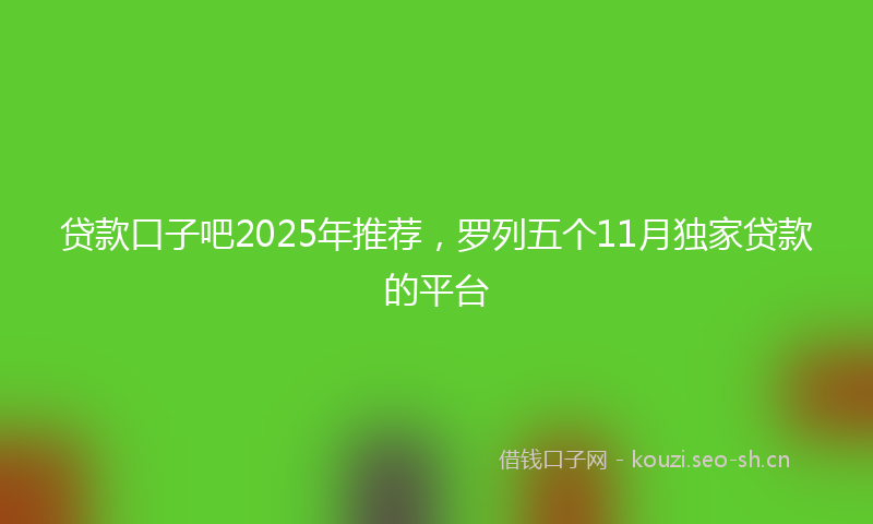 贷款口子吧2025年推荐，罗列五个11月独家贷款的平台