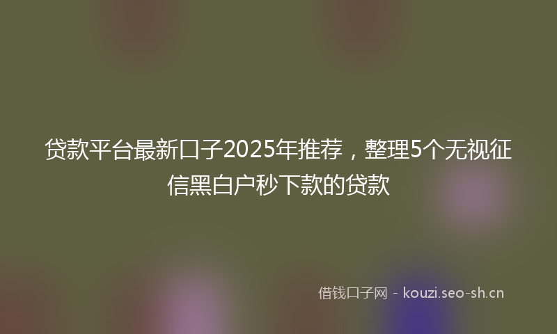 贷款平台最新口子2025年推荐，整理5个无视征信黑白户秒下款的贷款