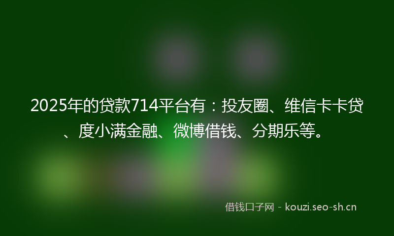 2025年的贷款714平台有：投友圈、维信卡卡贷、度小满金融、微博借钱、分期乐等。