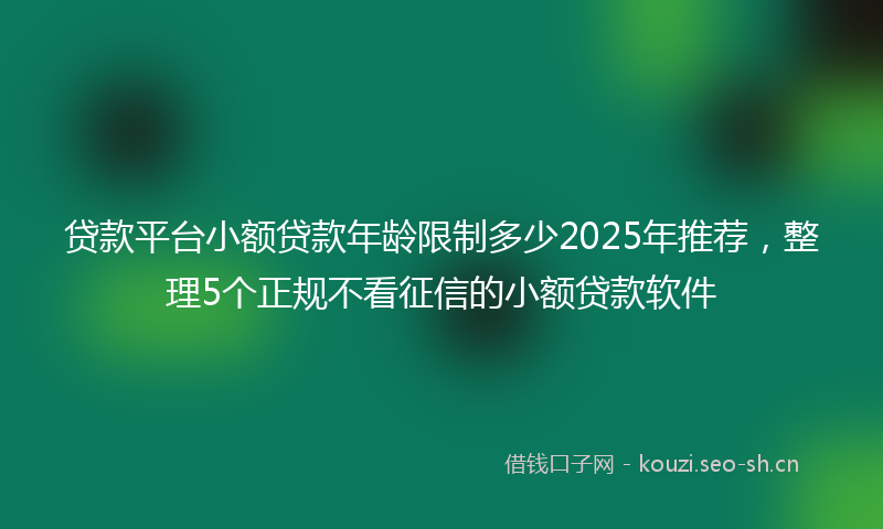 贷款平台小额贷款年龄限制多少2025年推荐，整理5个正规不看征信的小额贷款软件