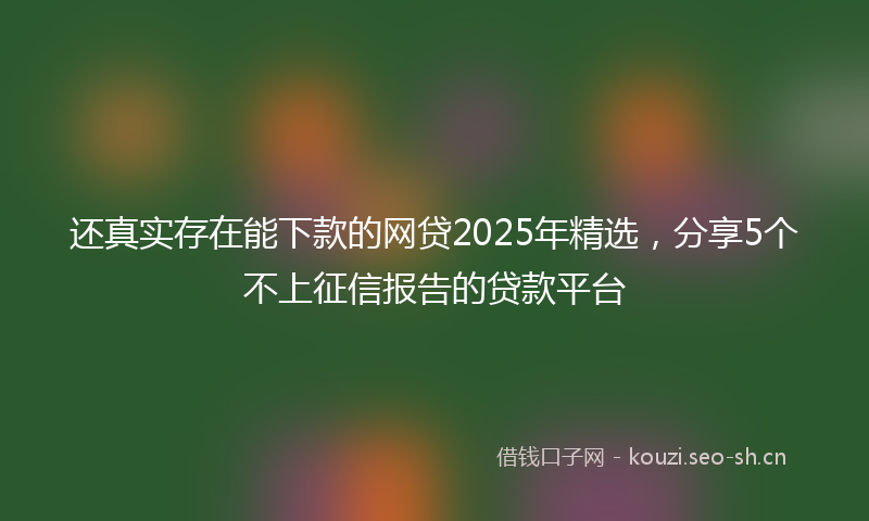还真实存在能下款的网贷2025年精选，分享5个不上征信报告的贷款平台