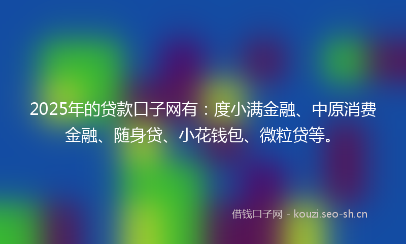 2025年的贷款口子网有：度小满金融、中原消费金融、随身贷、小花钱包、微粒贷等。