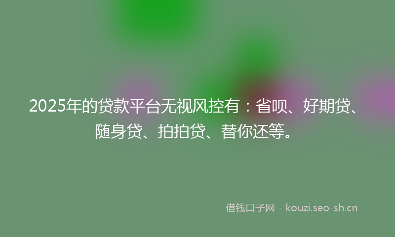 2025年的贷款平台无视风控有：省呗、好期贷、随身贷、拍拍贷、替你还等。