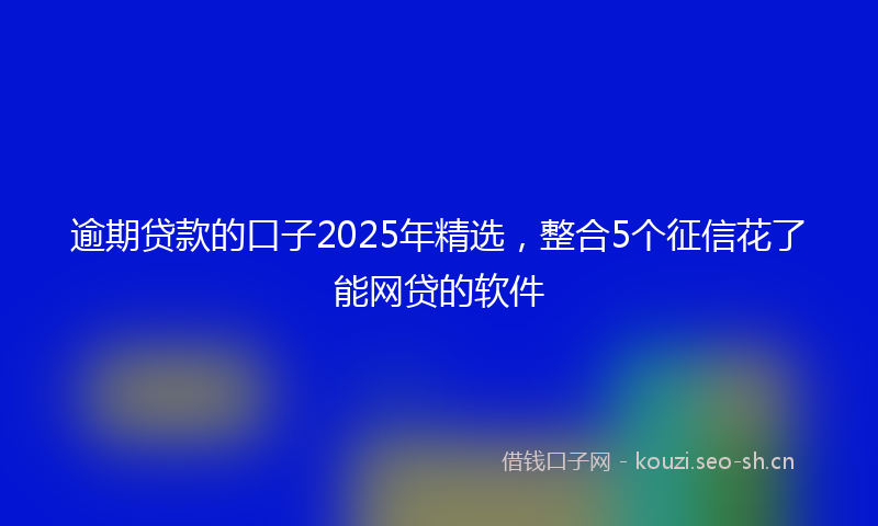逾期贷款的口子2025年精选，整合5个征信花了能网贷的软件