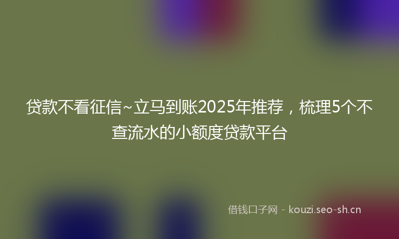贷款不看征信~立马到账2025年推荐，梳理5个不查流水的小额度贷款平台