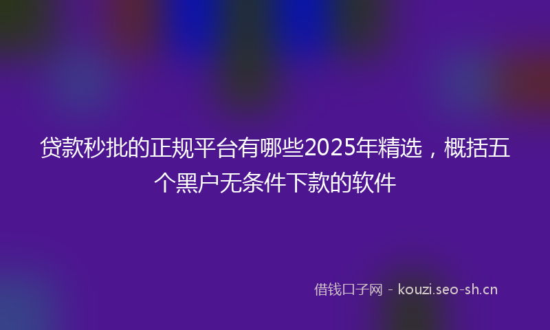 贷款秒批的正规平台有哪些2025年精选，概括五个黑户无条件下款的软件