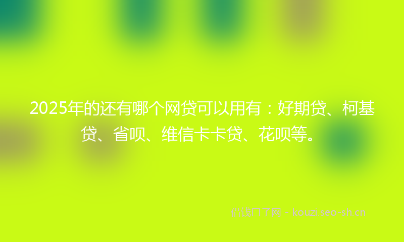 2025年的还有哪个网贷可以用有：好期贷、柯基贷、省呗、维信卡卡贷、花呗等。