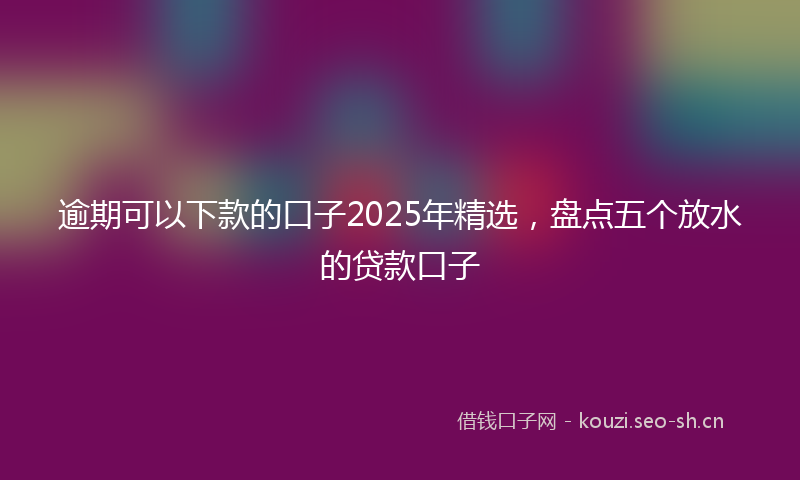 逾期可以下款的口子2025年精选，盘点五个放水的贷款口子