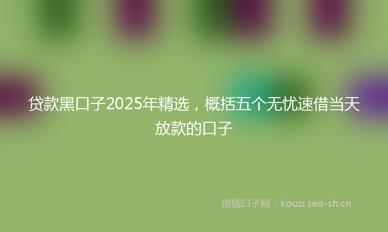 贷款黑口子2025年精选,概括五个无忧速借当天放款的口子